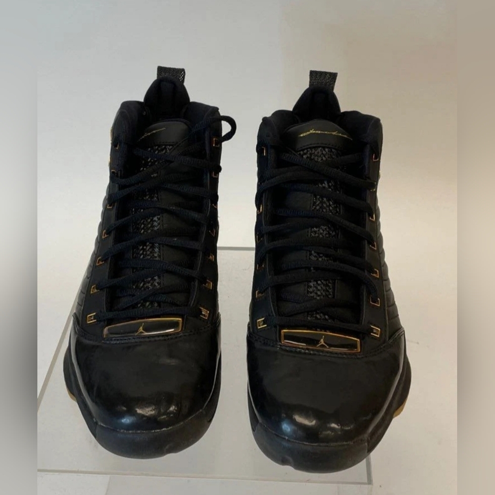 Nike Jordan 19 OG SE Black Metallic Gold Leather Basketball Sneakers Men 9 - Picture 5 of 9